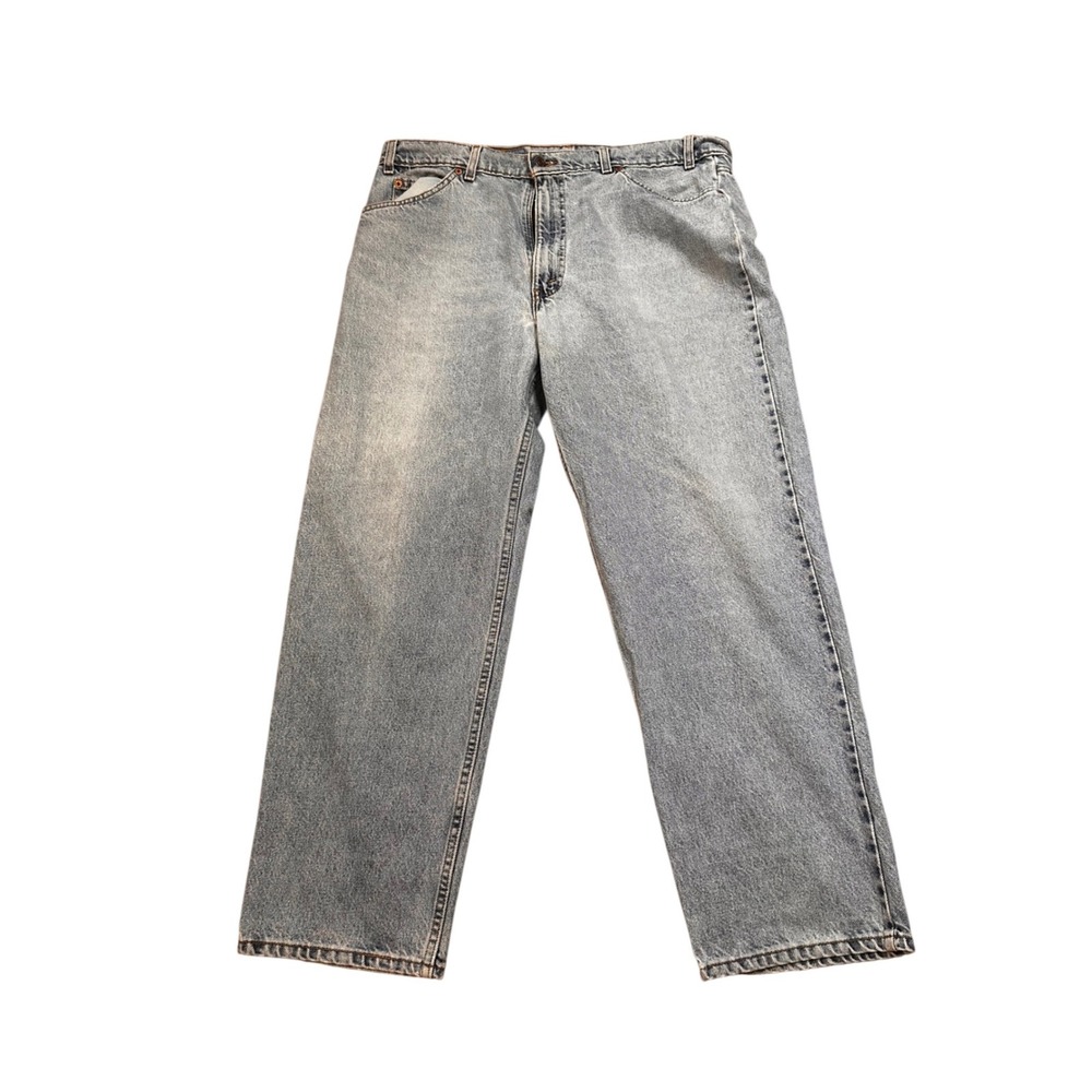 Levis 550 Relaxed Fit Orange Tab Jeans Light Wash Denim Mens 38x29 Vintage Style